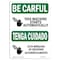 Signmission OSHA BE CAREFUL Sign, Starts Automatically Bilingual, 18in X 12in Aluminum, 12" W, 18" L, Landscape OS-BC-A-1218-L-10050 - alternate 1